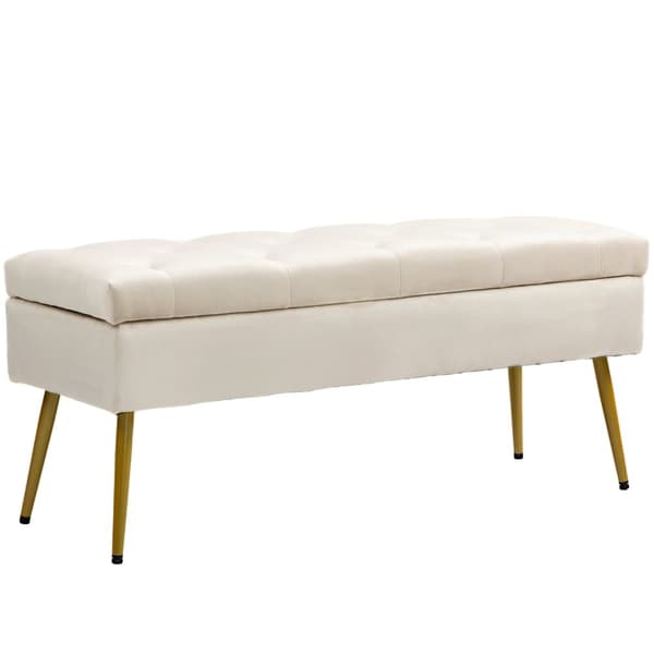 Rootz Velvet Look Storage Bench - Pehmustettu jalkatuooli - Tufted Ottomaani - Piilotettu säilytys - 102 cm x 35cm x 43cm