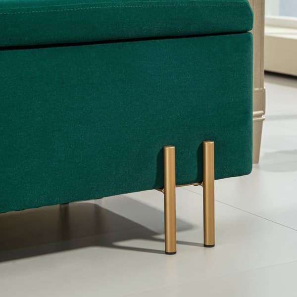 Rootzin verhoiltu säilytyspenkki - Bed Bench - Jalantuki - Piilotettu säilytys - 100 x 40 x 42 cm - vihreä samettipinta