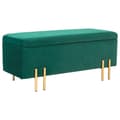 Pikkukuva 10 / 11: Rootzin verhoiltu säilytyspenkki - Bed Bench - Jalantuki - Piilotettu säilytys - 100 x 40 x 42 cm - vihreä samettipinta