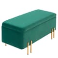 Pikkukuva 1 / 11: Rootzin verhoiltu säilytyspenkki - Bed Bench - Jalantuki - Piilotettu säilytys - 100 x 40 x 42 cm - vihreä samettipinta