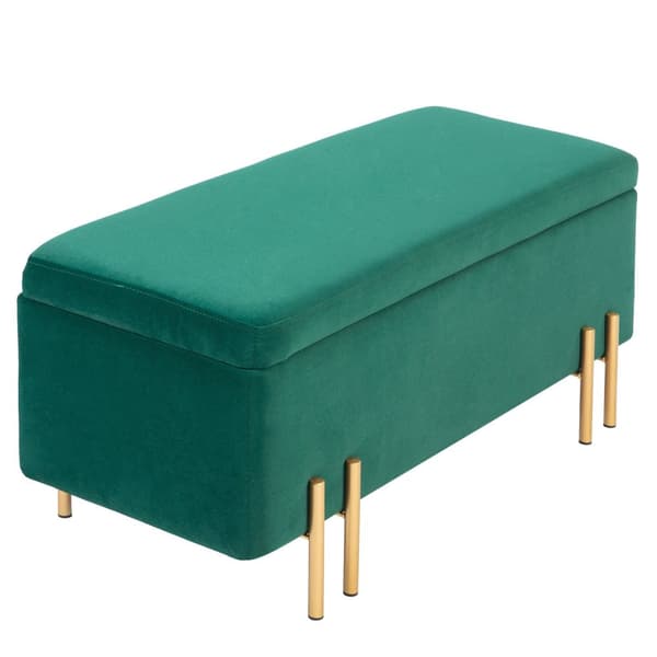 Rootzin verhoiltu säilytyspenkki - Bed Bench - Jalantuki - Piilotettu säilytys - 100 x 40 x 42 cm - vihreä samettipinta