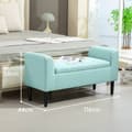 Miniatyrbillede 3 af 11: Rootz polstret bænk med opbevaring - linned look - Seating opbevaring - vintage glamour - 116 x 44 x 58 cm - grøn