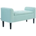Miniatyrbillede 10 af 11: Rootz polstret bænk med opbevaring - linned look - Seating opbevaring - vintage glamour - 116 x 44 x 58 cm - grøn
