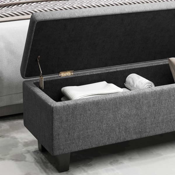 Rootz Linen Look Storage Bench - Lagring Seat Chest - Tufted Storage Bench - Hidden Storage - 138 cm x 40 cm x 45 cm
