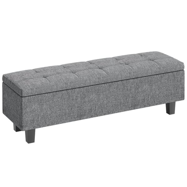 Rootz Linen Look Storage Bench - Lagring Seat Chest - Tufted Storage Bench - Hidden Storage - 138 cm x 40 cm x 45 cm
