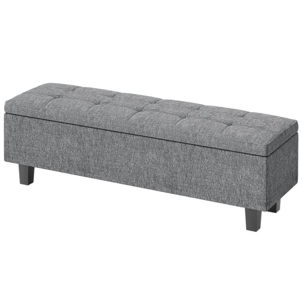 Rootz Linen Look Storage Bench - Lagring Seat Chest - Tufted Storage Bench - Hidden Storage - 138 cm x 40 cm x 45 cm