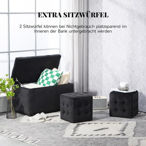 Rootz 3 -bituppsättning förvaringsbänk - Seat Chest - Umpolsted Stools - Space Saver - 75x40x42cm - Grå