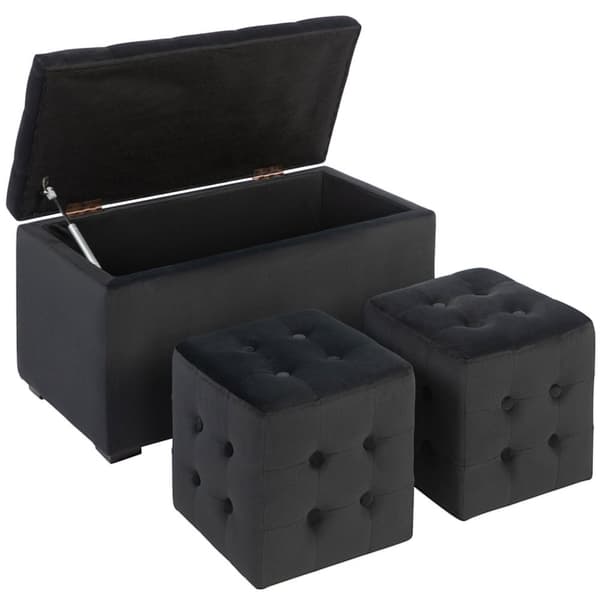 Rootz 3 -bituppsättning förvaringsbänk - Seat Chest - Umpolsted Stools - Space Saver - 75x40x42cm - Grå