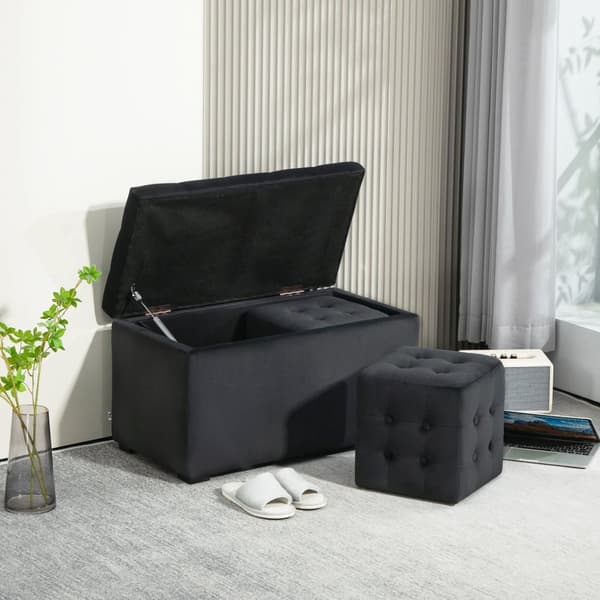 Rootz 3 -bituppsättning förvaringsbänk - Seat Chest - Umpolsted Stools - Space Saver - 75x40x42cm - Grå