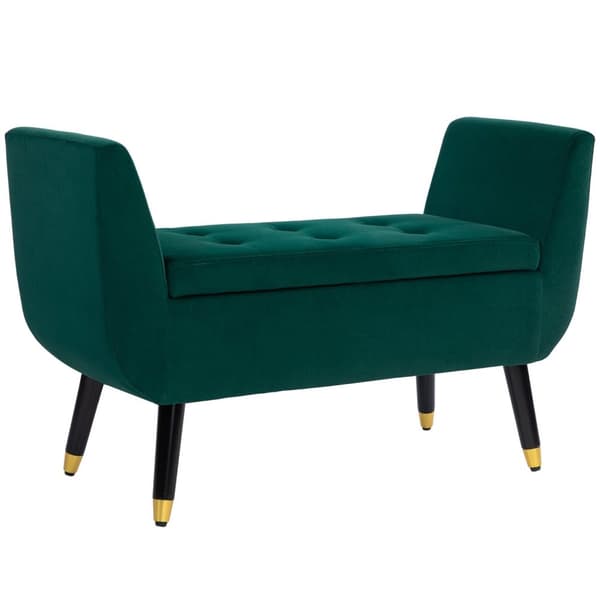 Rootz klädda bänk med förvaring - entrébänk - sammet säte - vintage glam - 107 cm x 42 cm x 65 cm