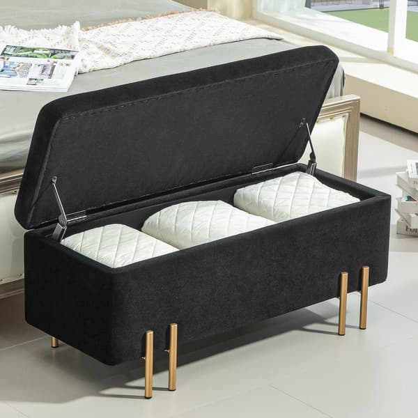 Rootz polstret bænk - Opbevaringsbænk - Sengbænk - Ekstra opbevaring - 100 x 40 x 42 cm - Sort