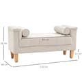 Miniatyrbillede 3 af 11: Rootz polstret bænk - vintage design - chenille cover - blød polstring - 115 cm x 44 cm x 58 cm - hvid
