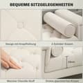 Miniatyrbillede 4 af 11: Rootz polstret bænk - vintage design - chenille cover - blød polstring - 115 cm x 44 cm x 58 cm - hvid