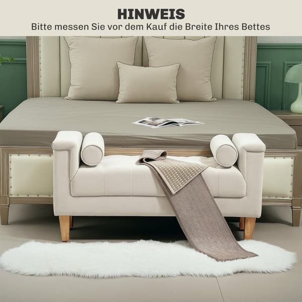 Rootz polstret bænk - vintage design - chenille cover - blød polstring - 115 cm x 44 cm x 58 cm - hvid
