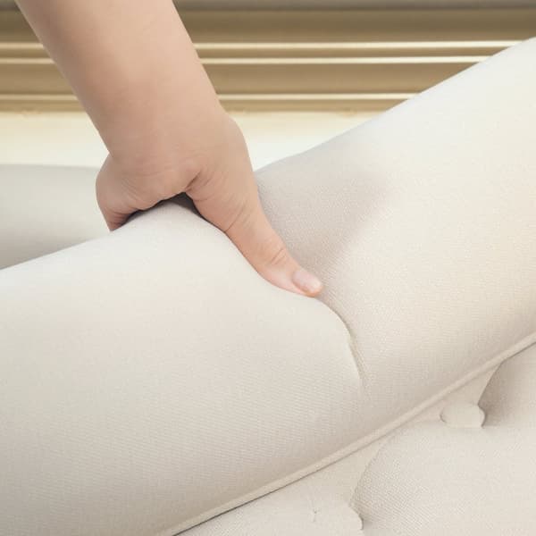 Rootz polstret bænk - vintage design - chenille cover - blød polstring - 115 cm x 44 cm x 58 cm - hvid