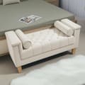 Miniatyrbillede 9 af 11: Rootz polstret bænk - vintage design - chenille cover - blød polstring - 115 cm x 44 cm x 58 cm - hvid