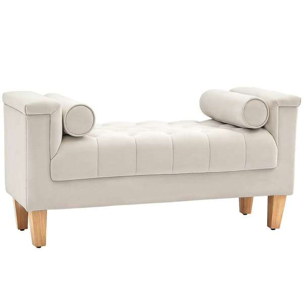 Rootz polstret bænk - vintage design - chenille cover - blød polstring - 115 cm x 44 cm x 58 cm - hvid