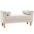 Miniatyrbillede 10 af 11: Rootz polstret bænk - vintage design - chenille cover - blød polstring - 115 cm x 44 cm x 58 cm - hvid