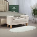 Miniatyrbillede 2 af 11: Rootz polstret bænk - vintage design - chenille cover - blød polstring - 115 cm x 44 cm x 58 cm - hvid