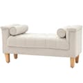 Miniatyrbillede 1 af 11: Rootz polstret bænk - vintage design - chenille cover - blød polstring - 115 cm x 44 cm x 58 cm - hvid