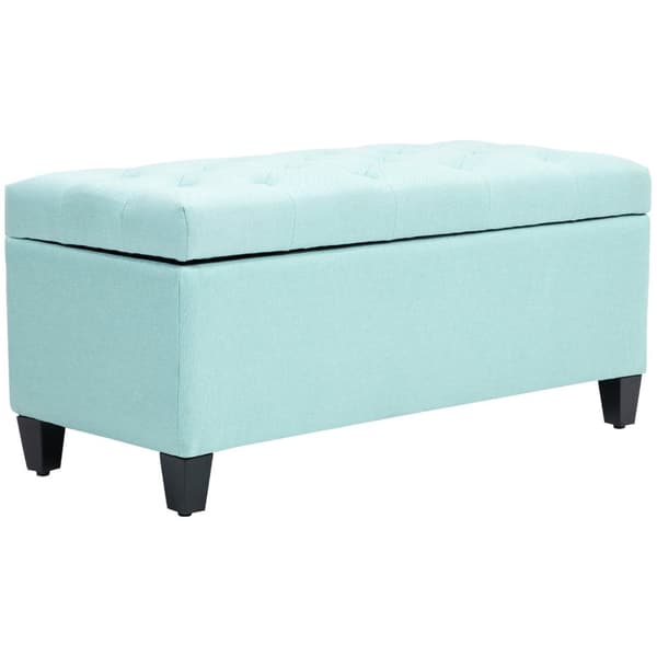 Rootz polstret opbevaringsbænk - linnedlignende polyester - indgangsbænk - rigelig opbevaring - 100 x 40 x 44 cm - grøn