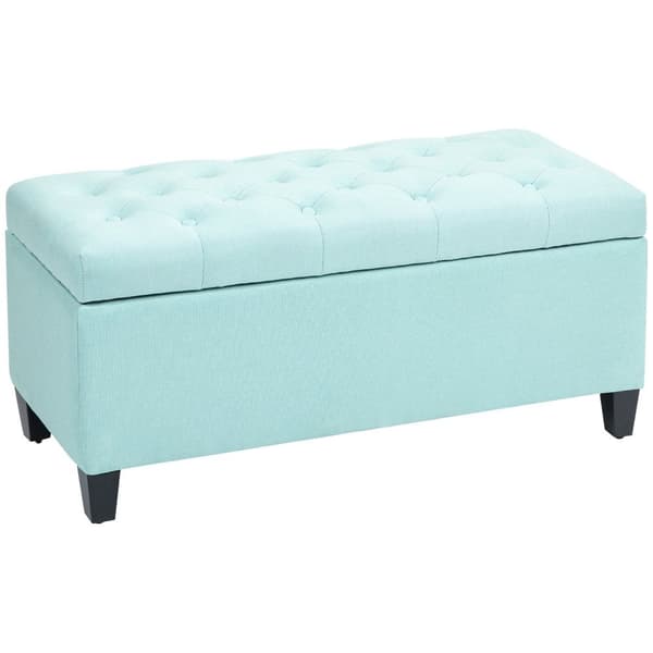 Rootz polstret opbevaringsbænk - linnedlignende polyester - indgangsbænk - rigelig opbevaring - 100 x 40 x 44 cm - grøn