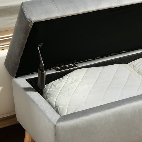 Rootz polstret opbevaringsbænk - fløjl afføring - polstret bryst - komfort siddepladser - 80 cm x 35 cm x 40 cm - grå