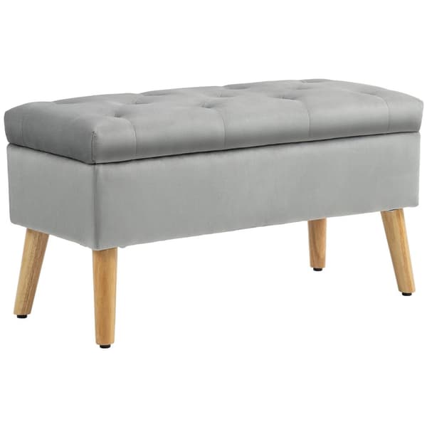 Rootz polstret opbevaringsbænk - fløjl afføring - polstret bryst - komfort siddepladser - 80 cm x 35 cm x 40 cm - grå