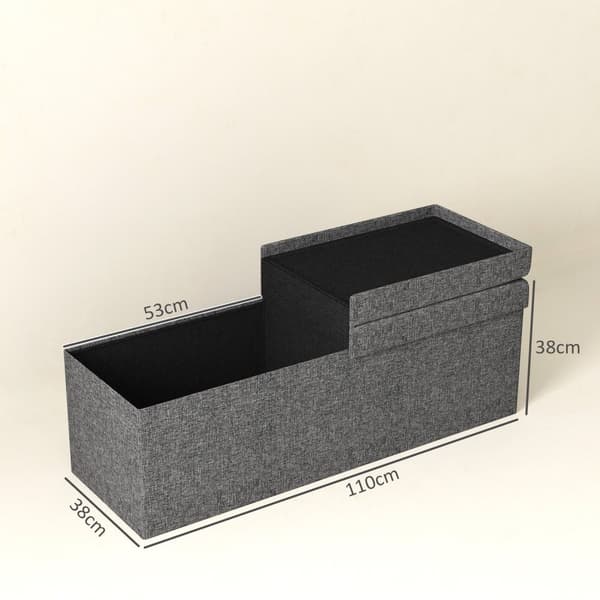 Rootz FootStool Storage Ottomaanien - taitettavan penkki - istuinrinta - pehmeä pehmuste - 110 cm x 38cm x 38cm - kaksois 61L: n osasto - harmaa
