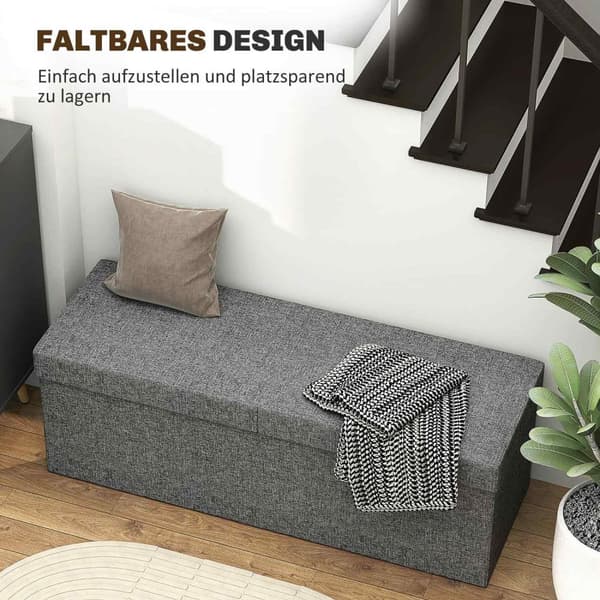 Rootz FootStool Storage Ottomaanien - taitettavan penkki - istuinrinta - pehmeä pehmuste - 110 cm x 38cm x 38cm - kaksois 61L: n osasto - harmaa
