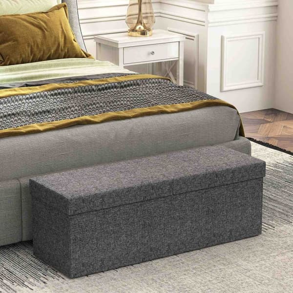 Rootz FootStool Storage Ottomaanien - taitettavan penkki - istuinrinta - pehmeä pehmuste - 110 cm x 38cm x 38cm - kaksois 61L: n osasto - harmaa