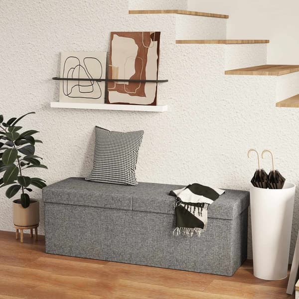 Rootz FootStool Storage Ottomaanien - taitettavan penkki - istuinrinta - pehmeä pehmuste - 110 cm x 38cm x 38cm - kaksois 61L: n osasto - harmaa