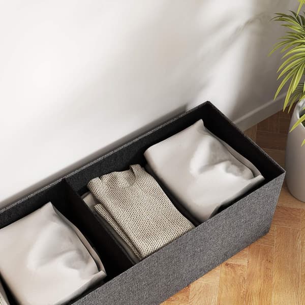 Rootz FootStool Storage Ottomaanien - taitettavan penkki - istuinrinta - pehmeä pehmuste - 110 cm x 38cm x 38cm - kaksois 61L: n osasto - harmaa