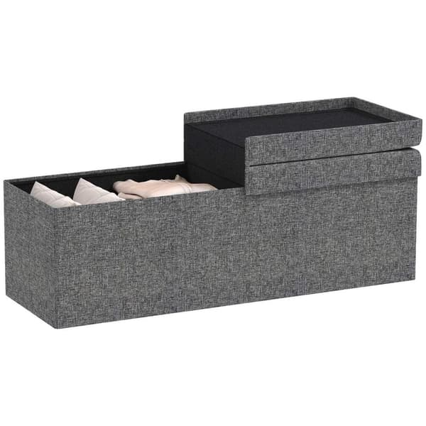 Rootz FootStool Storage Ottomaanien - taitettavan penkki - istuinrinta - pehmeä pehmuste - 110 cm x 38cm x 38cm - kaksois 61L: n osasto - harmaa