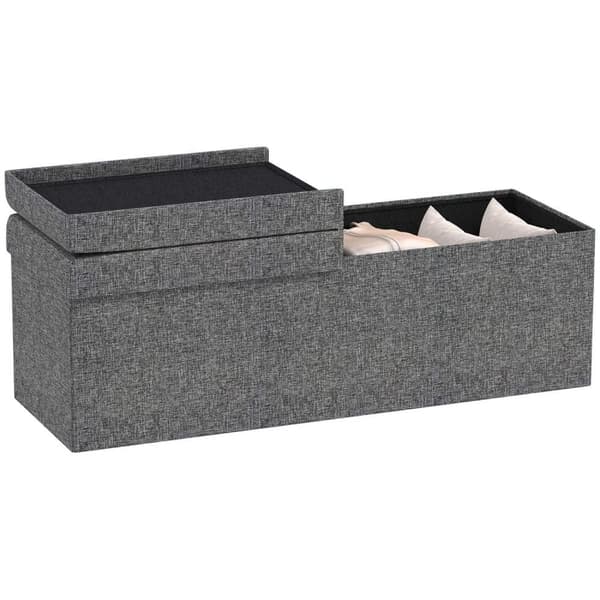 Rootz FootStool Storage Ottomaanien - taitettavan penkki - istuinrinta - pehmeä pehmuste - 110 cm x 38cm x 38cm - kaksois 61L: n osasto - harmaa