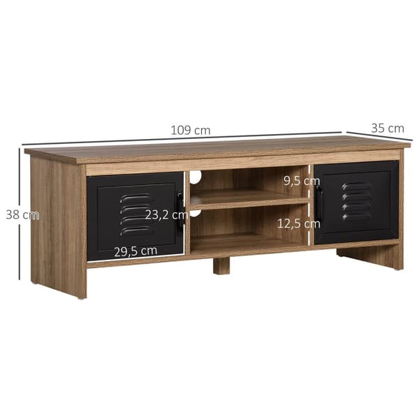 Rootz Industrial TV Bench - TV Furniture - Lowboard med opbevaring - Elegant Wood & Metal - 109 cm x 35 cm x 38 cm