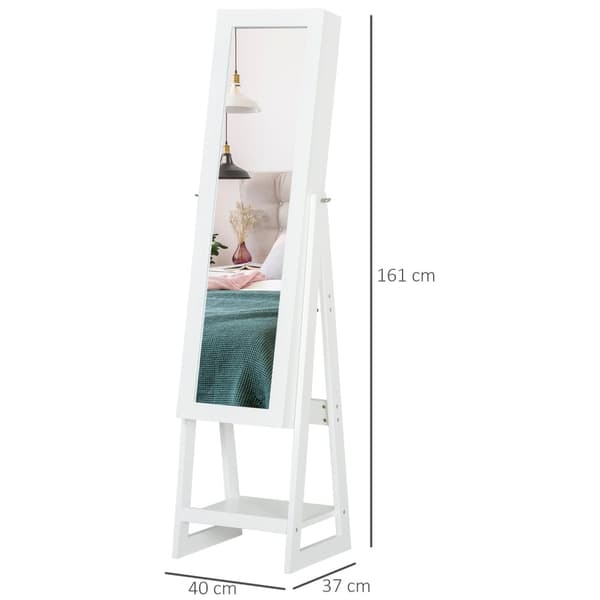 Rootz -korukaappi LED -peilillä - säilytysyksikkö - Järjestäjä - täyspitkä peili - 40w x 37d x 161h cm, valkoinen