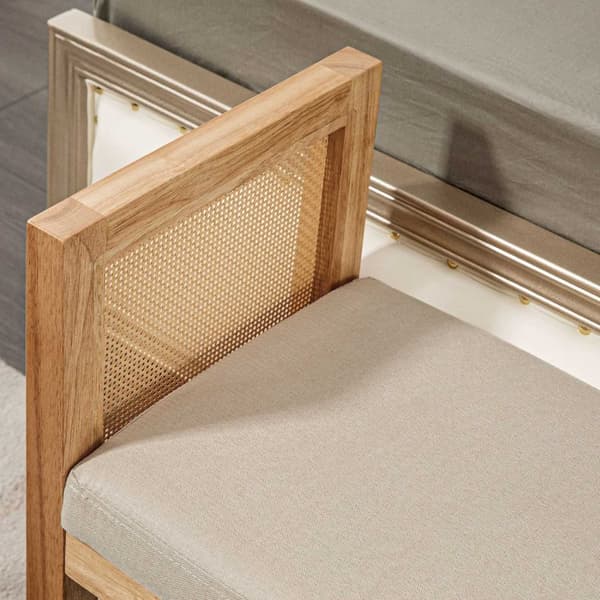 Rootz Bed End Bench - Linen -täckt sittplatser - Rotting Armstödbänk - Komfort sittplatser - 120 cm x 38 cm x 61,5 cm