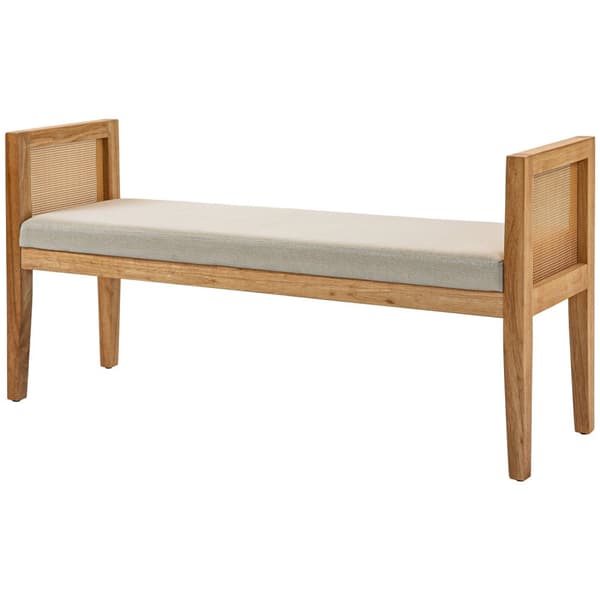 Rootz Bed End Bench - Linen -täckt sittplatser - Rotting Armstödbänk - Komfort sittplatser - 120 cm x 38 cm x 61,5 cm