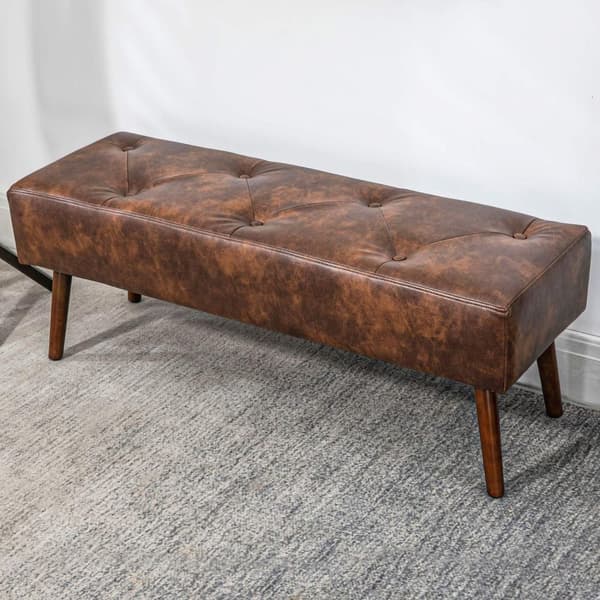 Rootzin verhoiltu penkki - jalkapääpenkki - puinen penkki - optimaalinen stabiilisuus - 114 x 38 x 42 cm vintage -tyyli ruskea