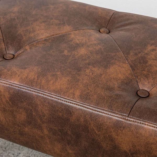 Rootzin verhoiltu penkki - jalkapääpenkki - puinen penkki - optimaalinen stabiilisuus - 114 x 38 x 42 cm vintage -tyyli ruskea