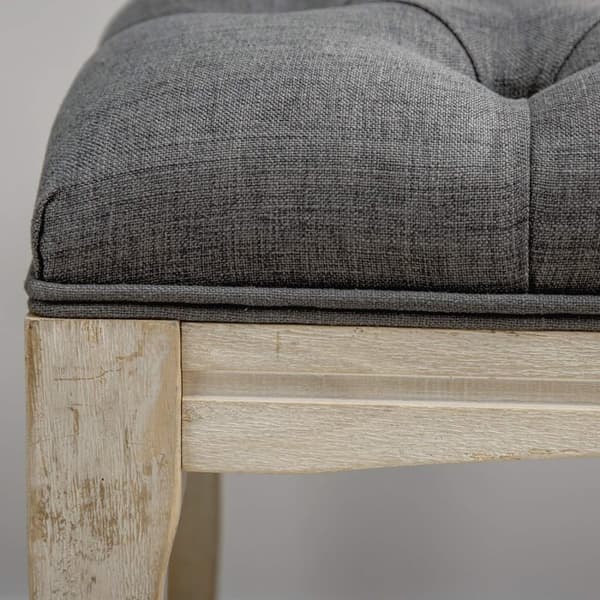 Rootz polstret bænk - polstret bænk - senge end sæde - optimal komfort - 110 cm x 40 cm x 48 cm - klassisk chic linned grå med hevea træben