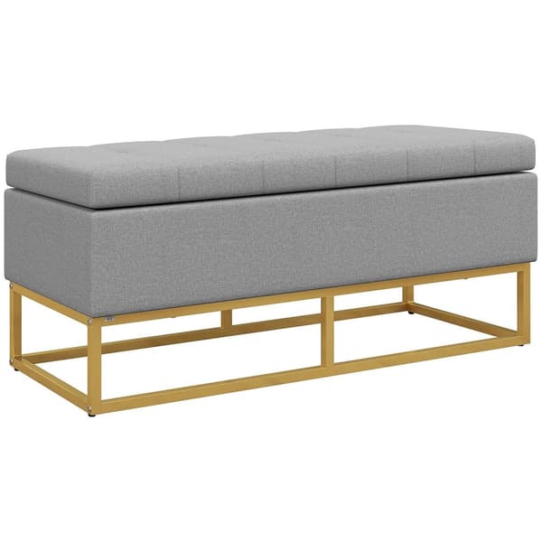 Rootz -bänk med förvaring - Uppbyggd säte - Stålbenmöbler - Rymdeffektivt - 110 cm x 44 cm x 48 cm - Grå och guld
