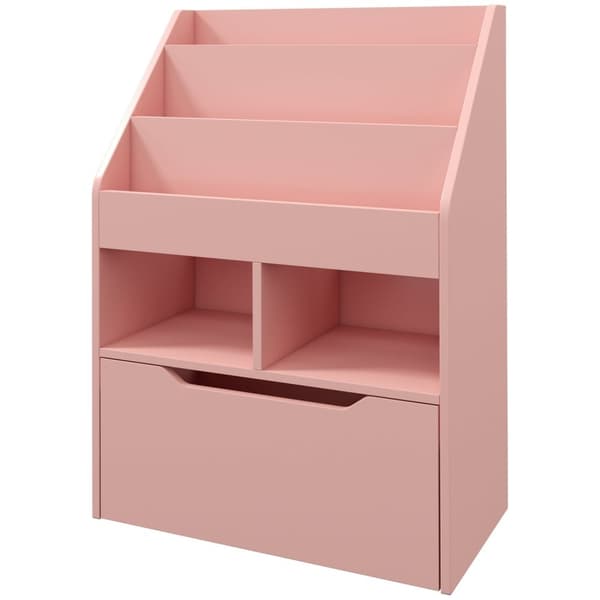 Rootz bokhylla med hyllor - förvaringsskåp - trälådor - mångsidig design - 60L x 29.9W x 90h cm - rosa