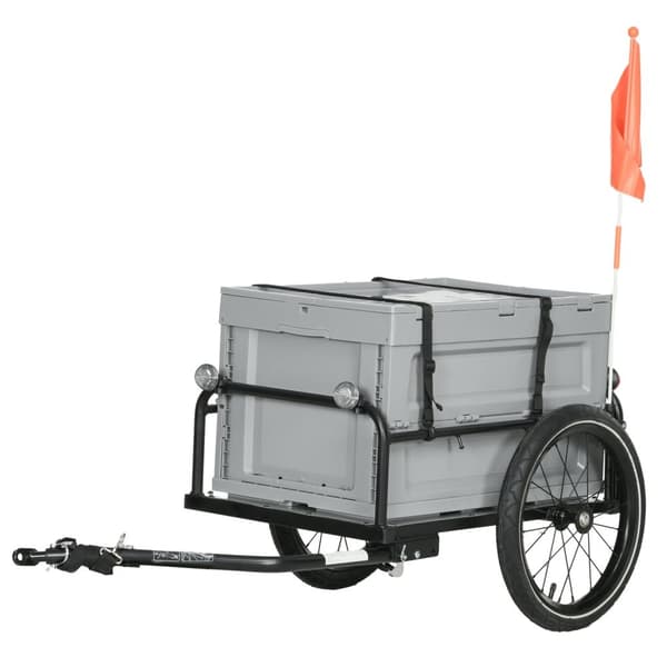 Rootz Bicycle Trailer - Cargo Carrier - Kuljetusperävaunu - 65L säilytyslaatikko - Vahva teräsrakenne - 60 cm x 40 cm x 36cm