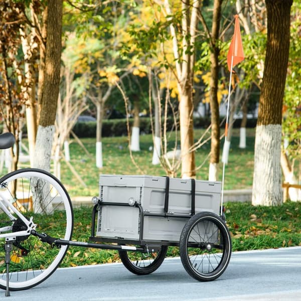 Rootz Bicycle Trailer - Cargo Carrier - Kuljetusperävaunu - 65L säilytyslaatikko - Vahva teräsrakenne - 60 cm x 40 cm x 36cm