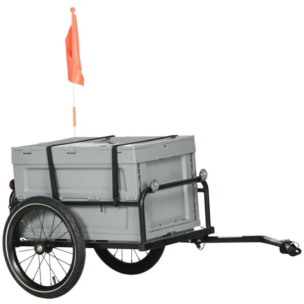 Rootz Bicycle Trailer - Cargo Carrier - Kuljetusperävaunu - 65L säilytyslaatikko - Vahva teräsrakenne - 60 cm x 40 cm x 36cm