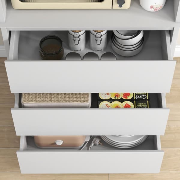 Rootz Kitchen Buffet Storage Cabinet - Spisebuffet - skænk - Alsidig opbevaring - 68W x 38d x 172H cm