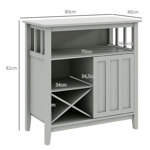 Rootz Buffet -kaappi - Sideboard - Storage Unit - Säädettävä hylly - 80W x 40d x 82H cm - Tila astialle, avoin osasto, 8 -pulloteline