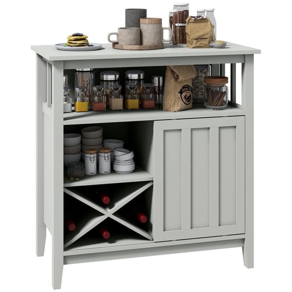 Rootz Buffet -kaappi - Sideboard - Storage Unit - Säädettävä hylly - 80W x 40d x 82H cm - Tila astialle, avoin osasto, 8 -pulloteline